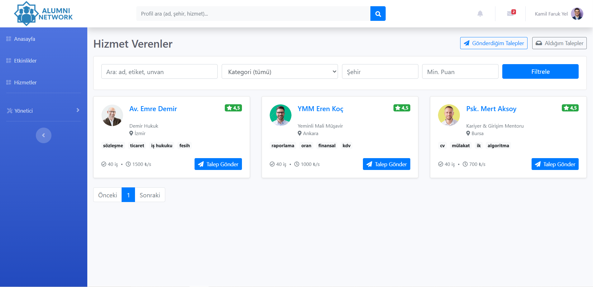 AlumniNetwork Etkinlik ve Duyuru Yönetimi