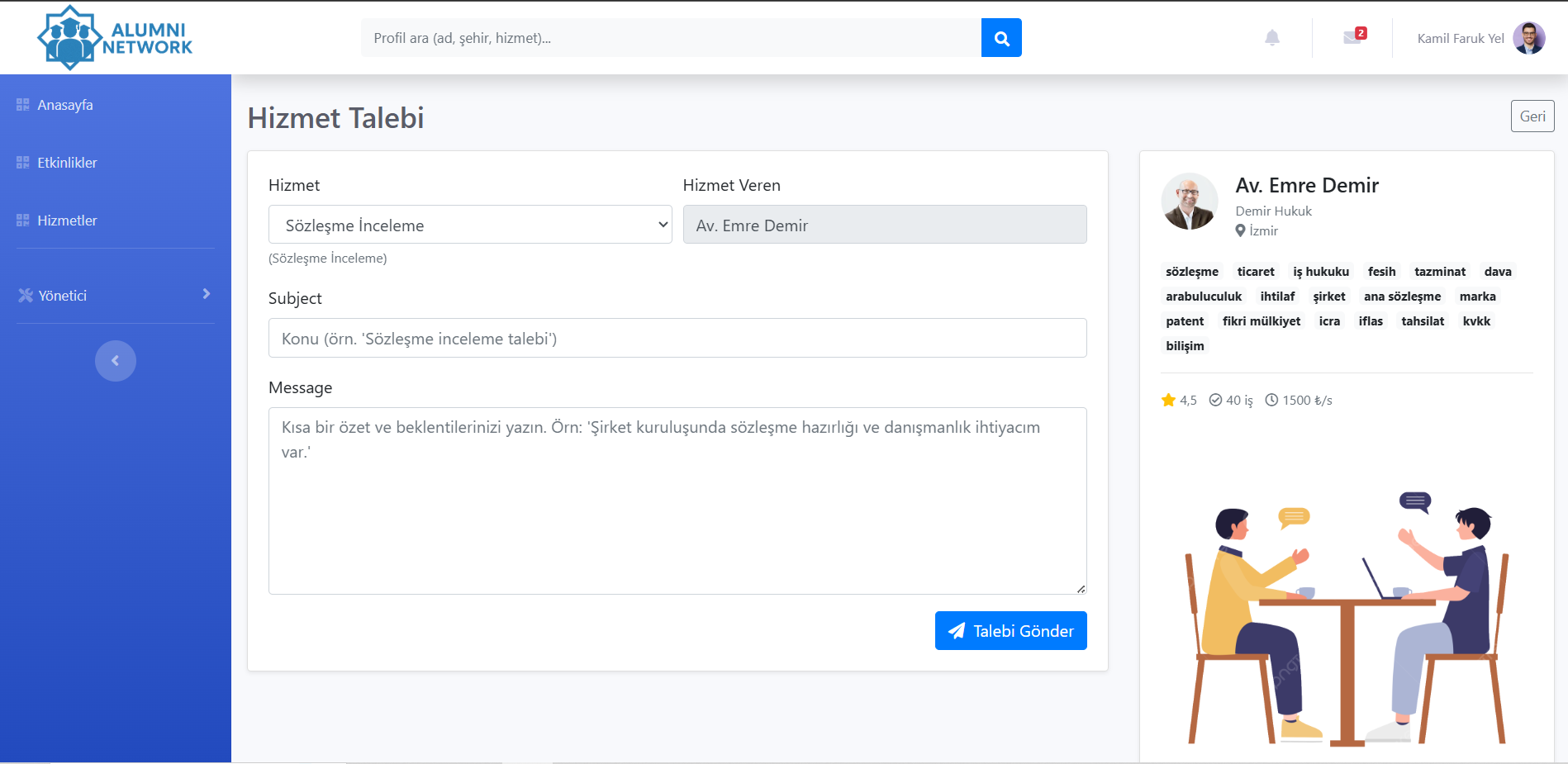 AlumniNetwork Yönetim Paneli ve Raporlama